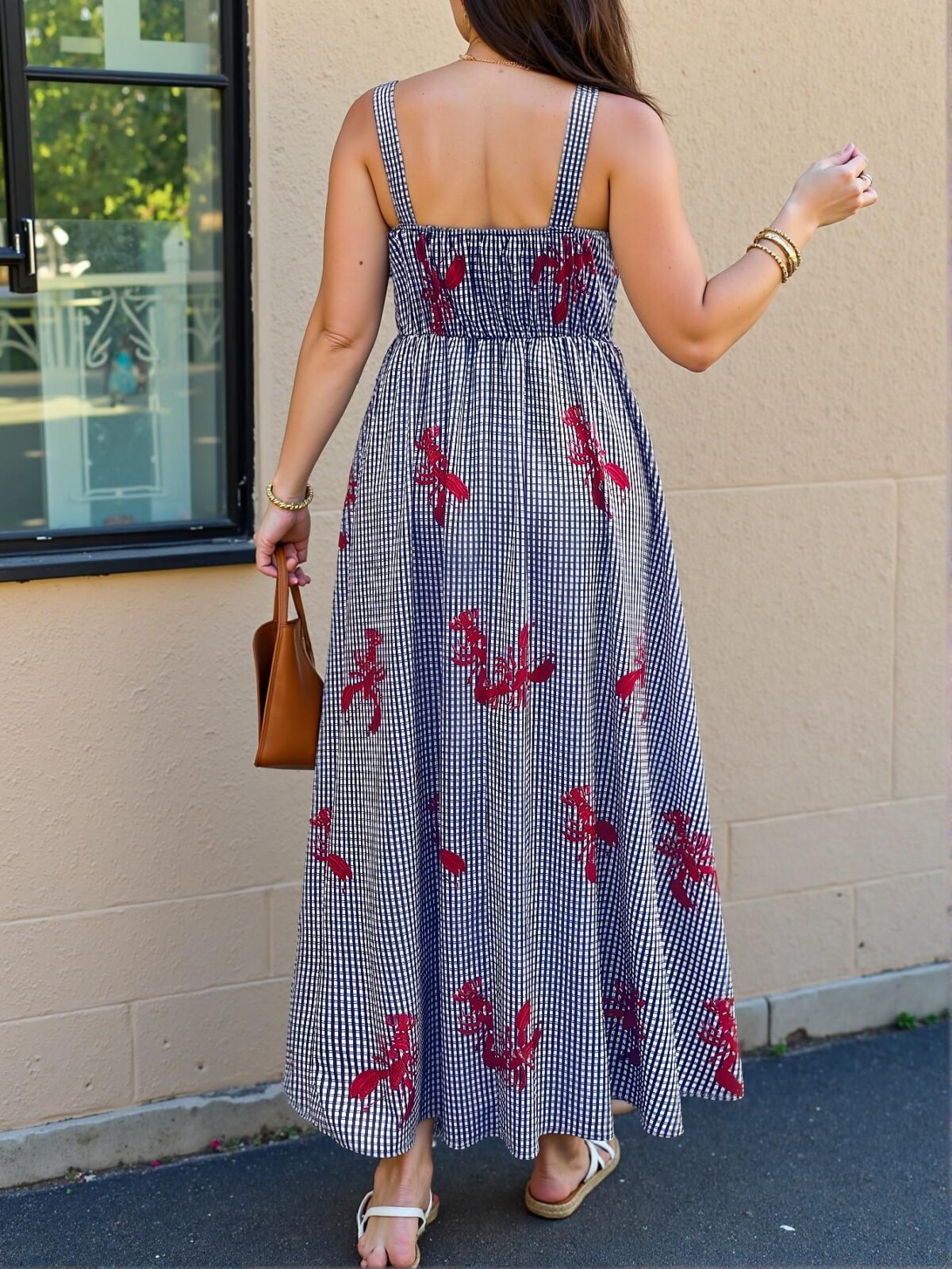 Elegant Blue Floral and Striped Flounce Hem Cami Dress for Spring and Summer - Chic, Classy and Trendy Fashion Style to Dress to Impress - Image 2