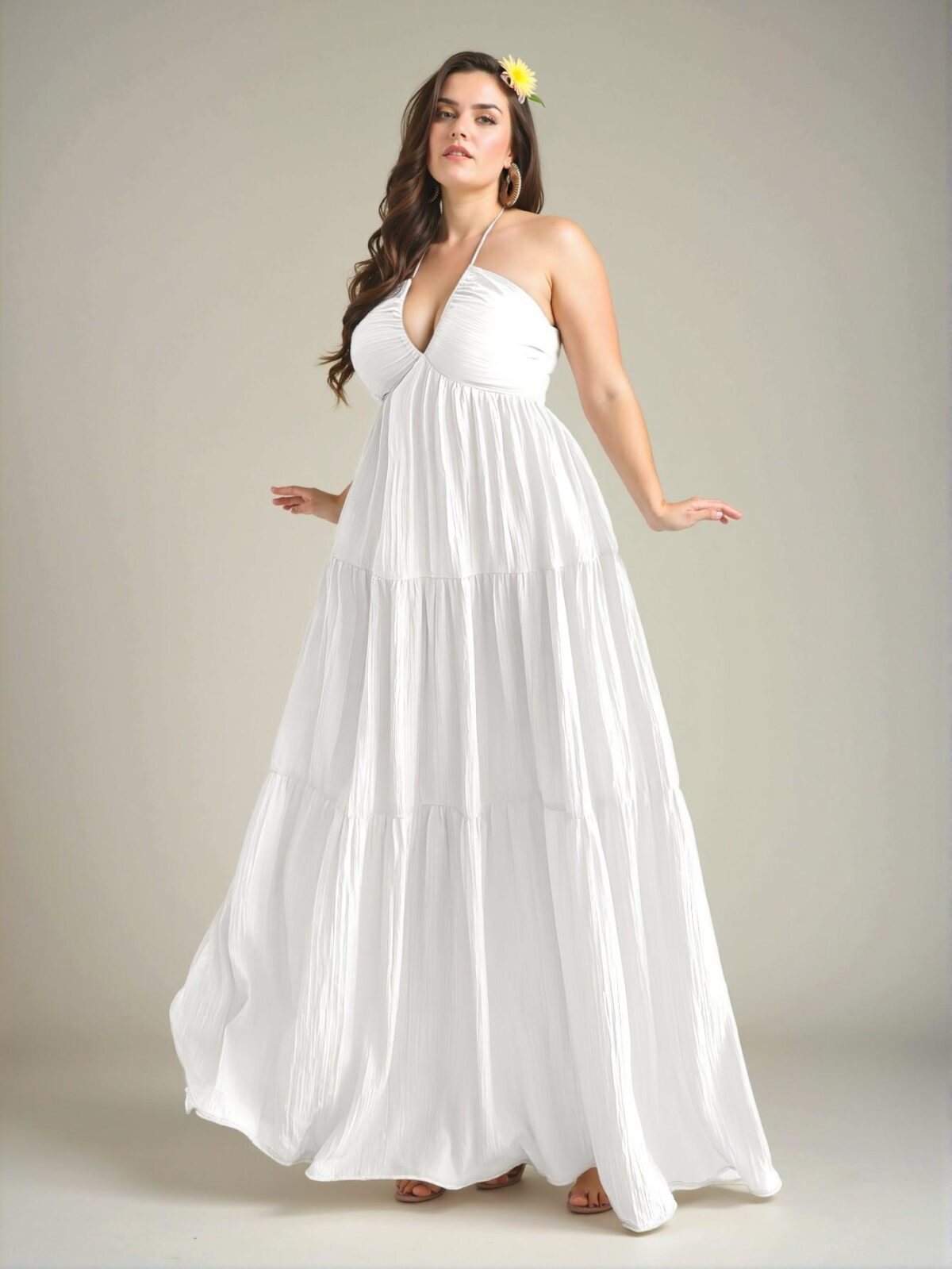 Elegant White Bohemian Chiffon Halter Neck Backless Dress, Ideal for Vacations, Weddings, Parties, and Seaside Dates - Perfect Summer Beach Sundress for Holiday Outfits. Chic, Classy and Trendy Fashion Style to Dress to Impress. - Image 3