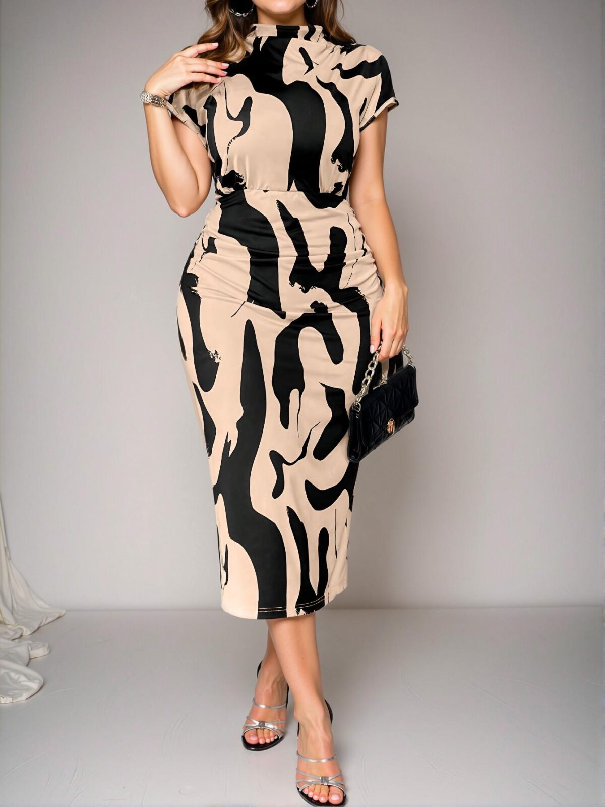 Elegant Multicolor Stylish Plus Size V-Neck Short Sleeve Pleated Hem Maxi Dress for Spring and Summer - Chic, Classy and Trendy Fashion Style to Dress to Impress