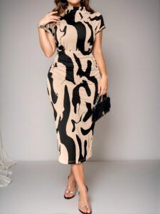 Elegant Multicolor Stylish Plus Size V-Neck Short Sleeve Pleated Hem Maxi Dress for Spring and Summer - Chic, Classy and Trendy Fashion Style to Dress to Impress