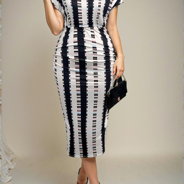 Elegant Multicolor Stylish Colorblock Print Batwing Sleeve Ruched Maxi Dress for Spring and Summer - Chic, Classy, and Trendy Fashion Style to Dress to Impress