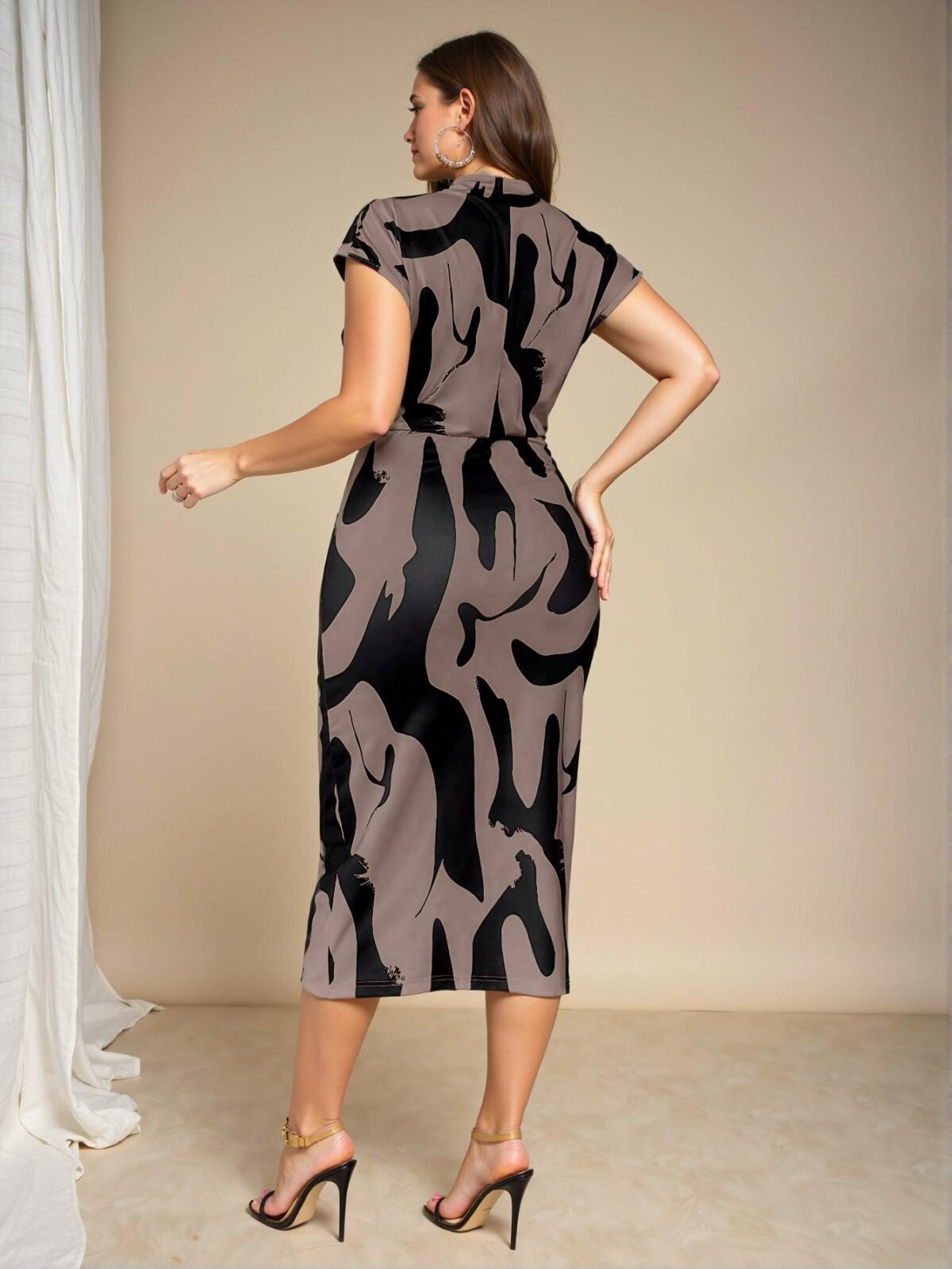 Elegant Multicolor Fitted Ruched Collar Batwing Sleeve Maxi Dress for Spring and Summer - Chic, Classy and Trendy Fashion Style to Dress to Impress - Image 2