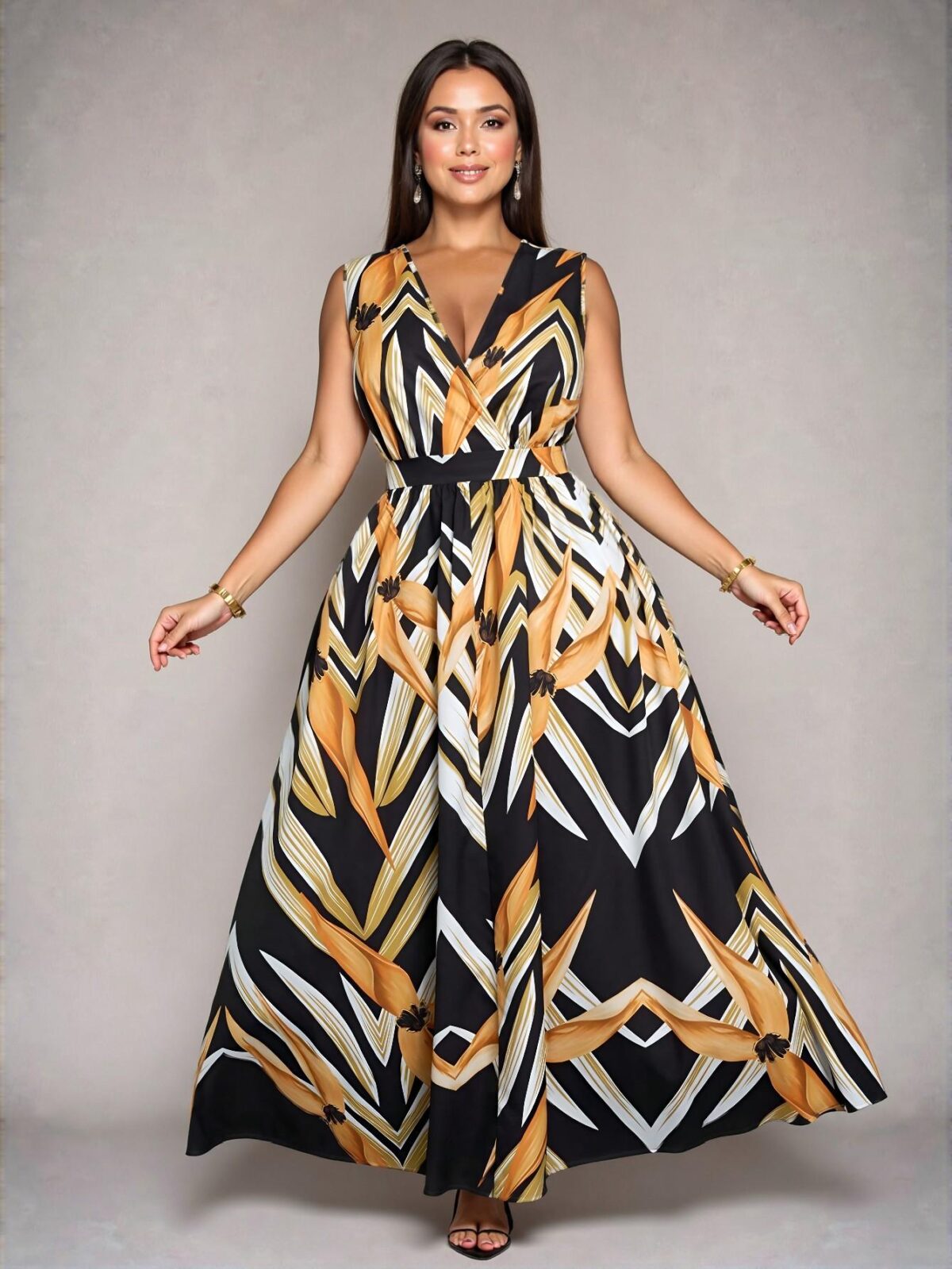 Elegant Black Floral Print Elasticated Waist Maxi Dress Ideal for Summer Getaways and Everyday Casual Wear Chic, Classy and Trendy Fashion Style to Dress to Impress