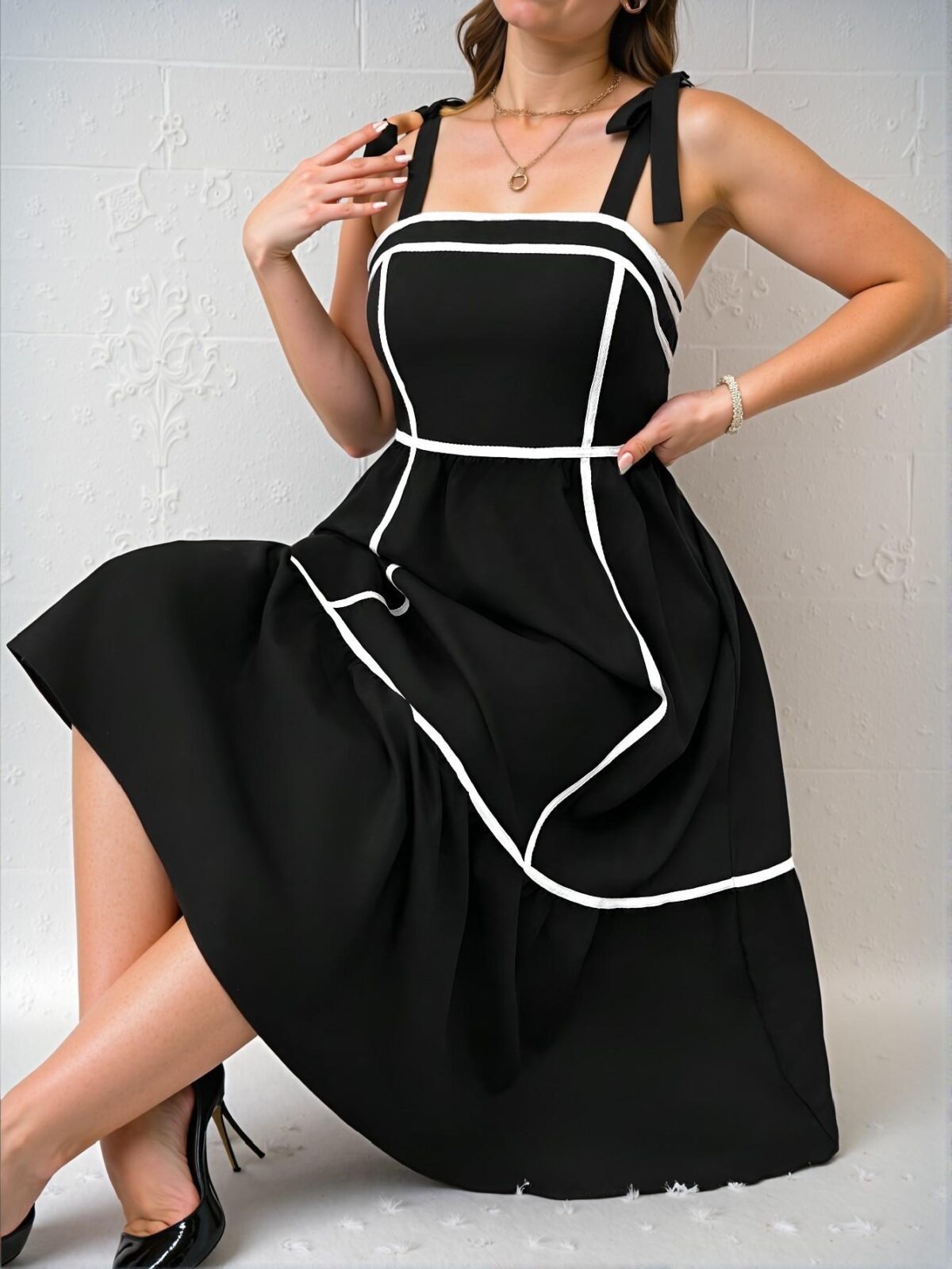 Elegant Black Flared Ruffle Hem Cami Dress for Warm Weather Casual Style "Chic, Classy and Trendy Fashion Style to Dress to Impress"