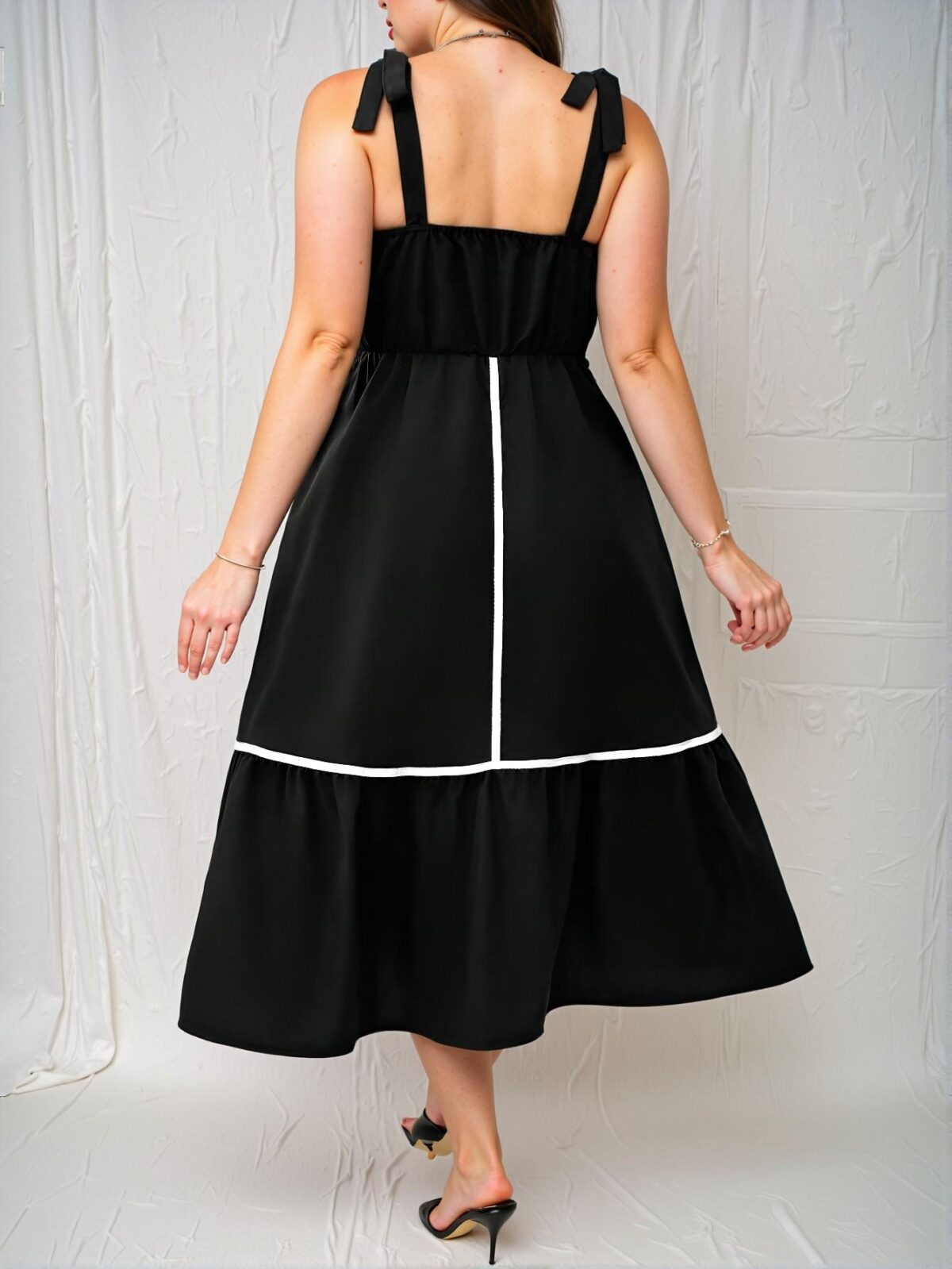 Elegant Black Flared Ruffle Hem Cami Dress for Warm Weather Casual Style "Chic, Classy and Trendy Fashion Style to Dress to Impress" - Image 2