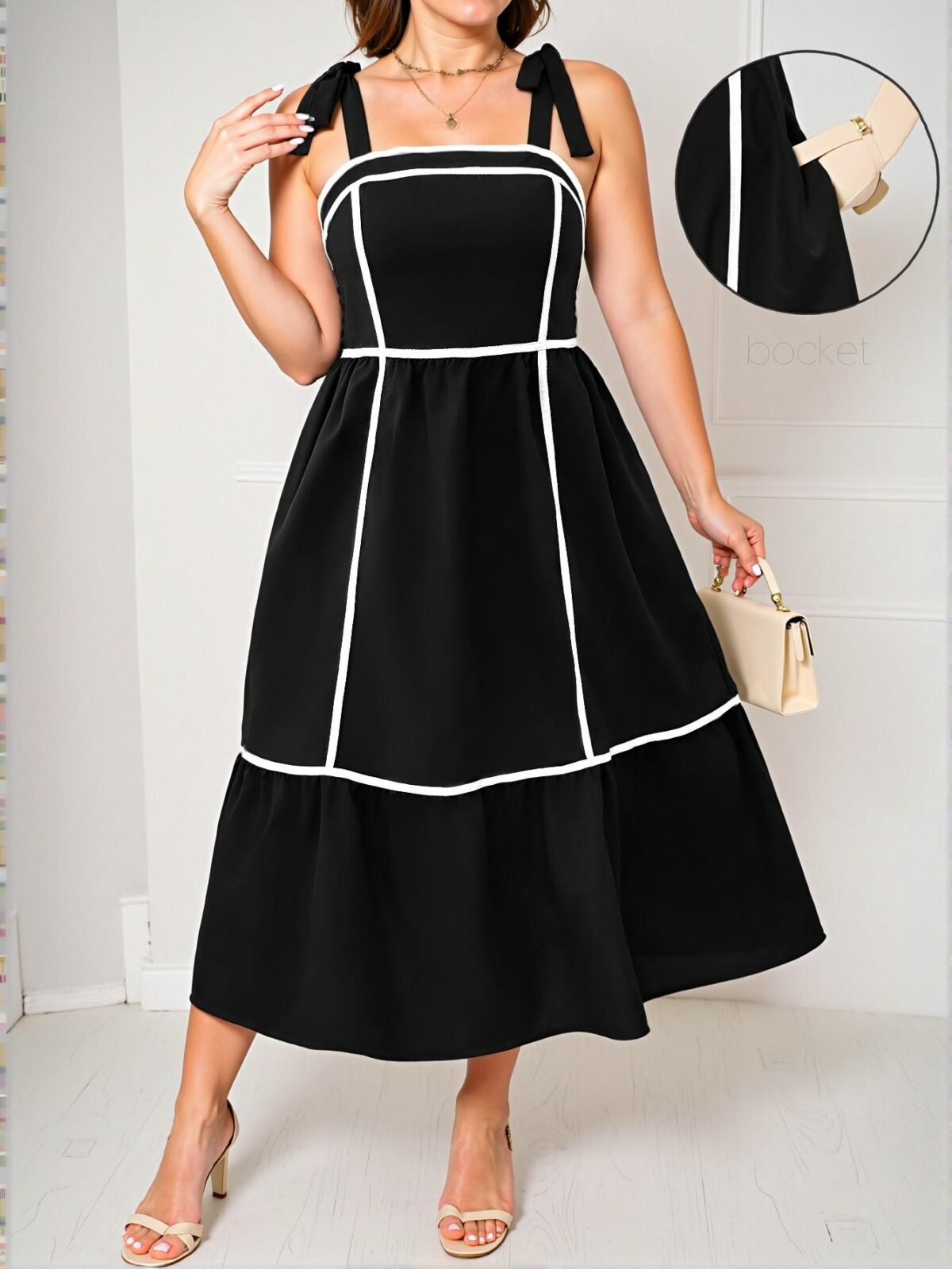 Elegant Black Flared Ruffle Hem Cami Dress for Warm Weather Casual Style "Chic, Classy and Trendy Fashion Style to Dress to Impress" - Image 5