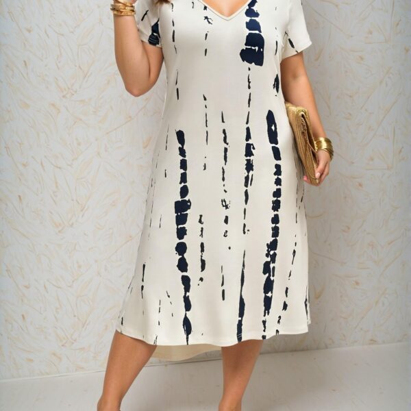 Elegant Apricot Colorblock Tie Dye Midi Tee Dress for Spring and Summer - Chic, Classy and Trendy Fashion Style to Dress to Impress