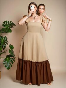 Elegant Multicolor Stylish Plus Size A-Line Dress with Flounce Sleeves for Spring and Summer - Chic, Classy and Trendy Fashion Style to Dress to Impress