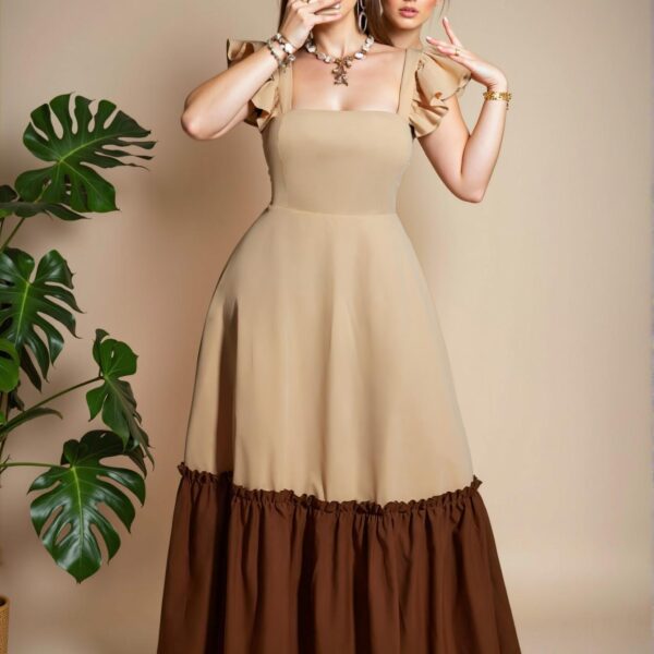 Elegant Multicolor Stylish Plus Size A-Line Dress with Flounce Sleeves for Spring and Summer - Chic, Classy and Trendy Fashion Style to Dress to Impress