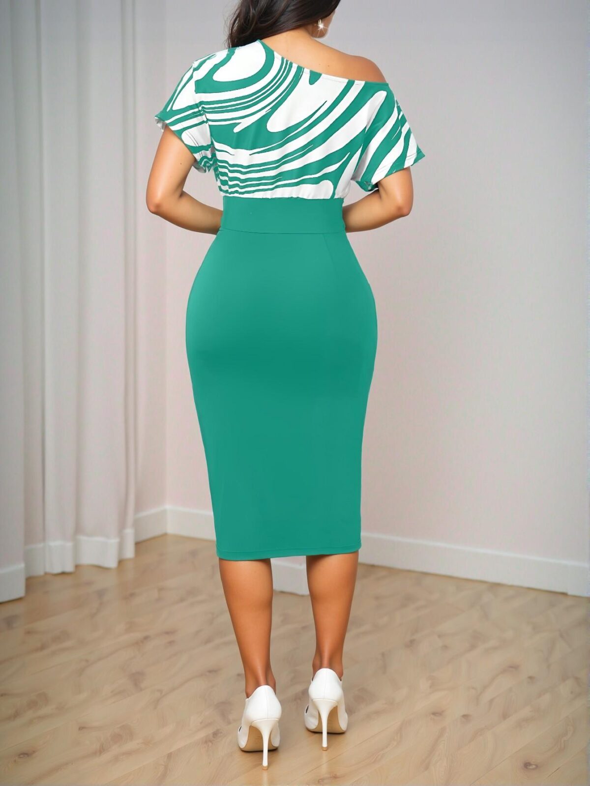 Elegant Green Chic Office Party Dress for Every Season - A Stylish and Classy Look to Dress to Impress - Image 2