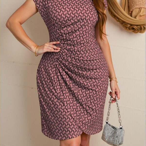 Elegant Pink Plus Size Asymmetrical Hem Dress with Ruched Waist Design for Valentine's Day Holiday Party - Chic, Classy, and Trendy Fashion Style to Dress to Impress