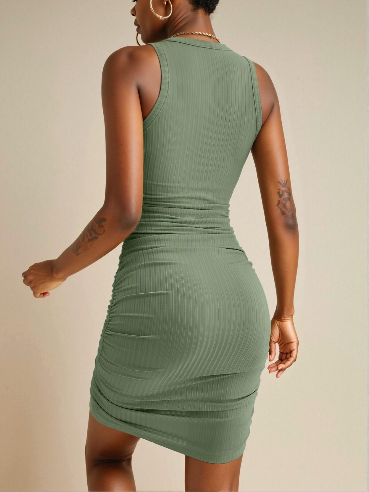 Elegant Mint Green Simple Open Shoulder Mini Dress for Casual Outings, Chic and Trendy Fashion Style to Dress to Impress - Image 2
