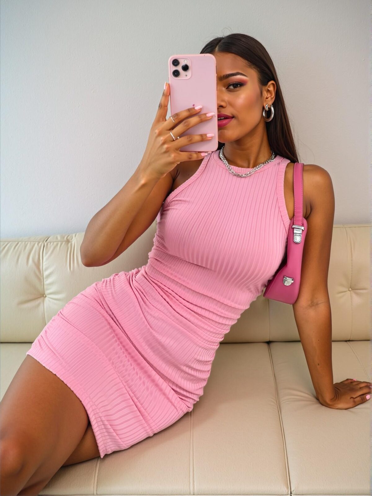 Elegant Baby Pink Ruched Mini Bodycon Dress for Spring and Summer - Chic, Classy and Trendy Fashion Style to Dress to Impress
