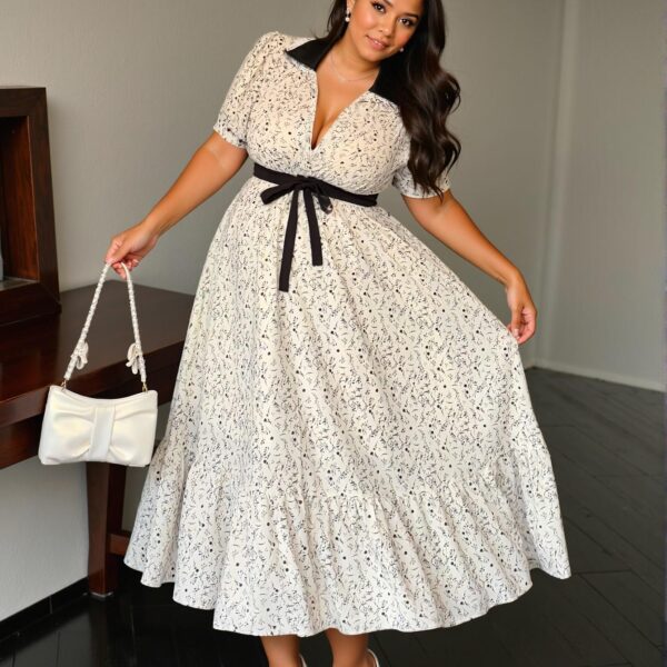 Elegant White Charming Floral Print Mini Dress with Lace Trim and Contrast Colors - Chic, Classy and Trendy Fashion Style to Dress to Impress