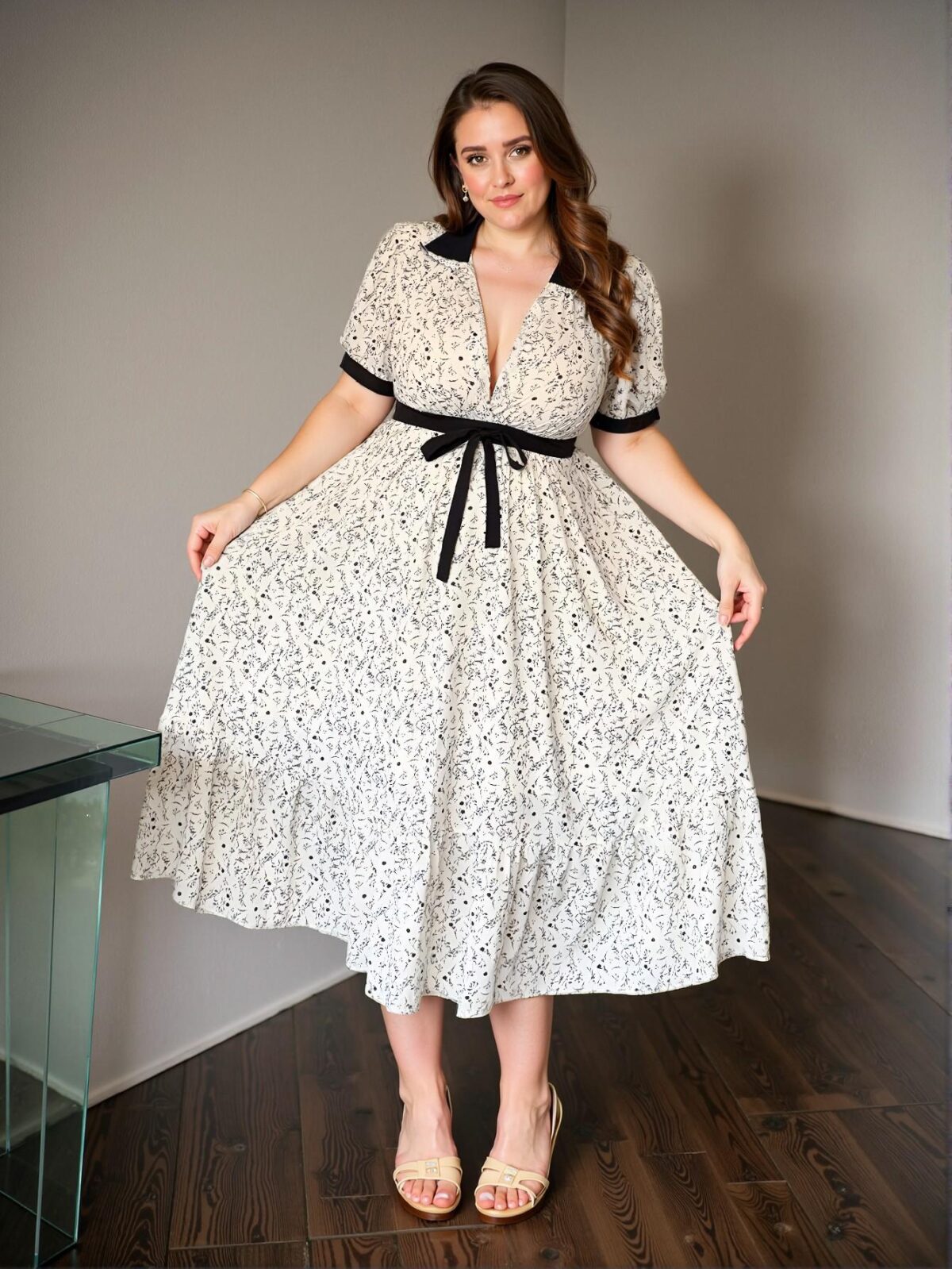 Elegant White Charming Floral Print Mini Dress with Lace Trim and Contrast Colors - Chic, Classy and Trendy Fashion Style to Dress to Impress - Image 4