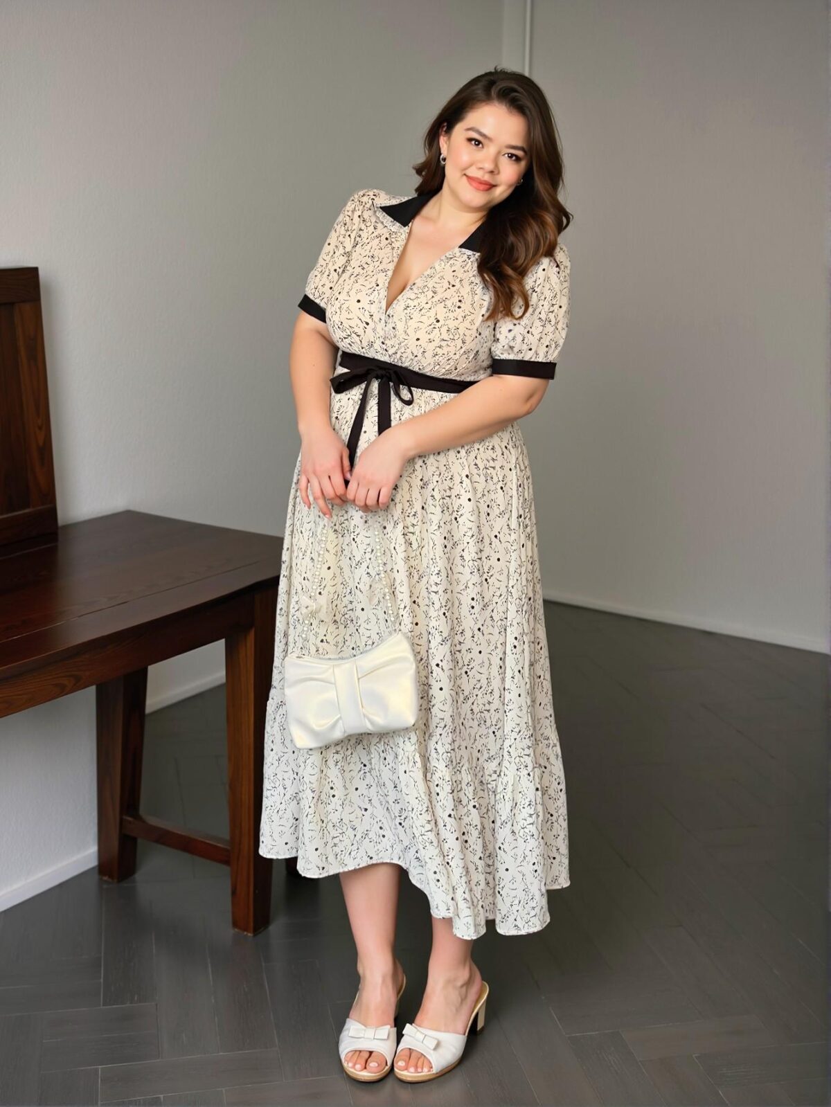 Elegant White Charming Floral Print Mini Dress with Lace Trim and Contrast Colors - Chic, Classy and Trendy Fashion Style to Dress to Impress - Image 5