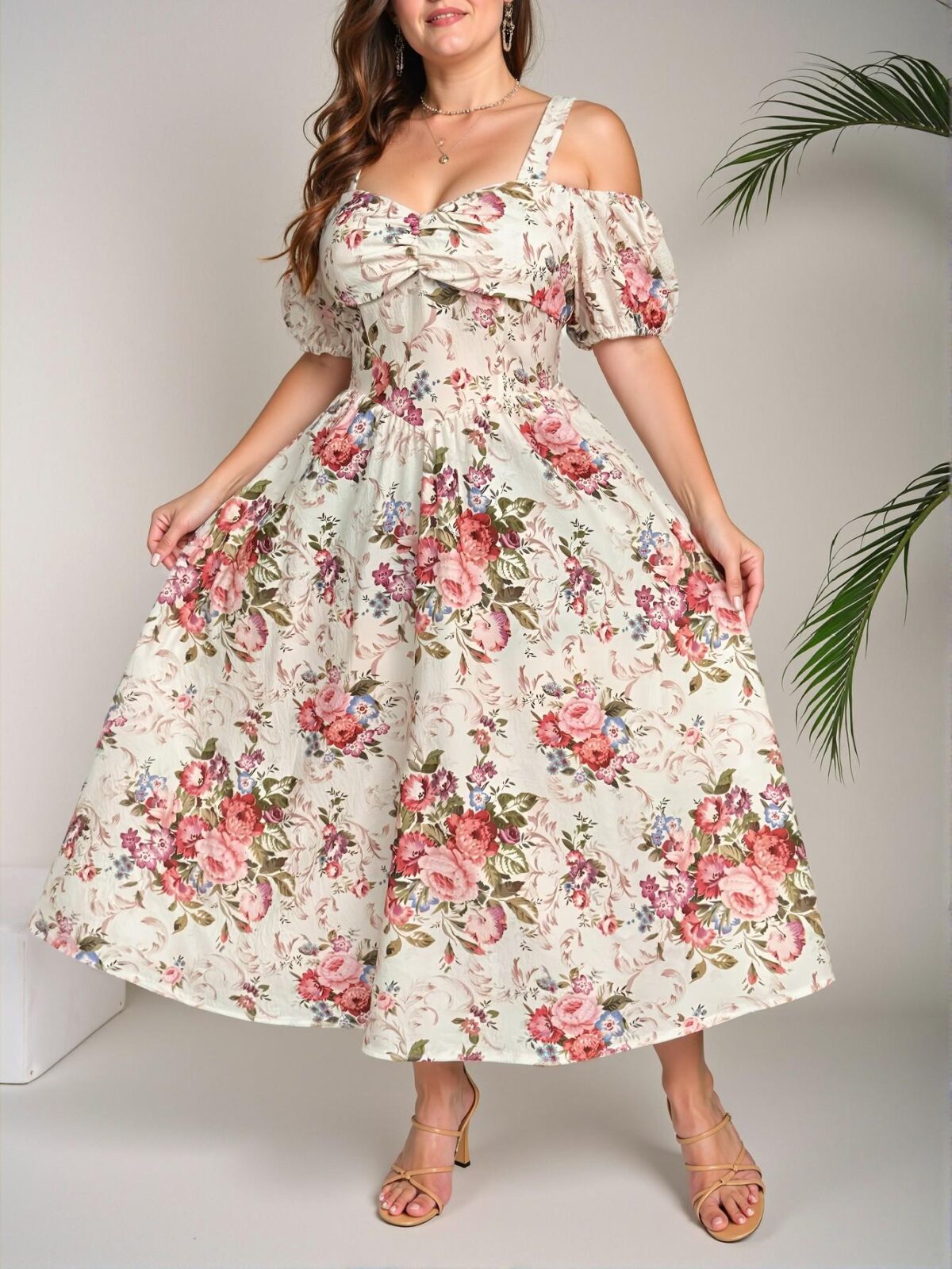 Elegant Multicolor Stylish A-Line Dress with Puff Sleeves and Square Neckline - Chic, Classy, and Trendy Fashion Style to Dress to Impress