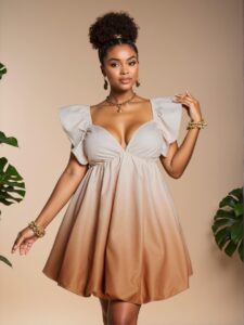 Elegant Apricot Flared Ruffle Sweetheart Neck Mini Dress: Chic, Classy and Trendy Fashion Style to Dress to Impress
