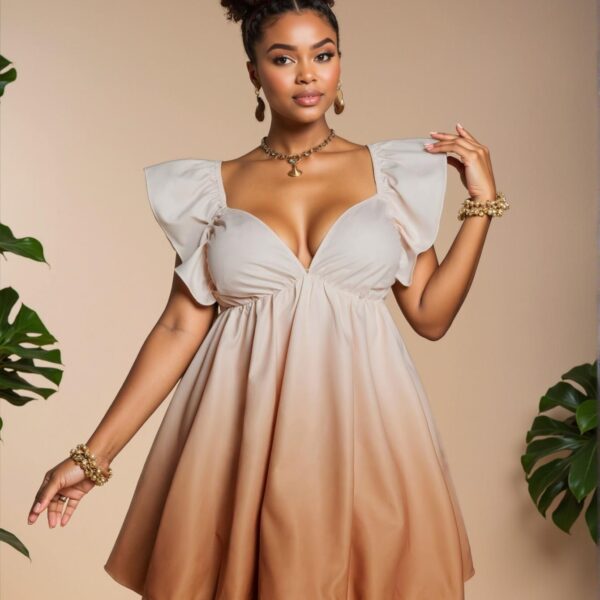 Elegant Apricot Flared Ruffle Sweetheart Neck Mini Dress: Chic, Classy and Trendy Fashion Style to Dress to Impress