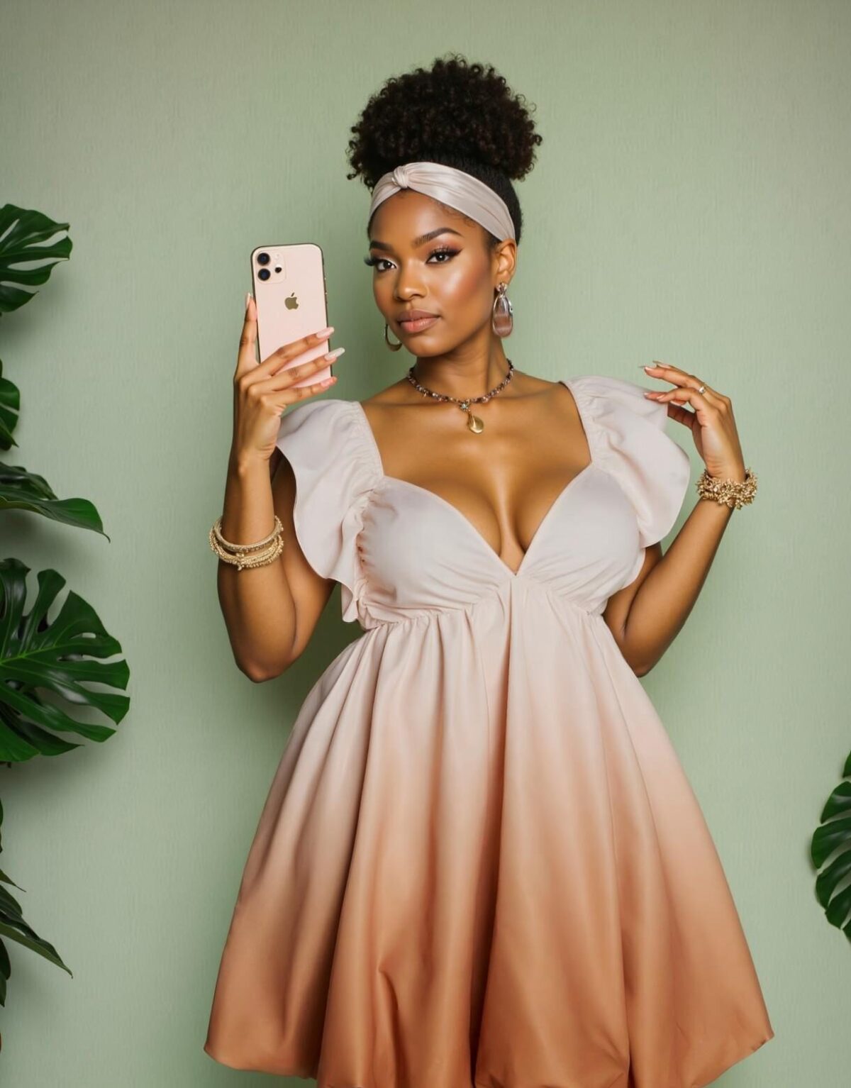 Elegant Apricot Flared Ruffle Sweetheart Neck Mini Dress: Chic, Classy and Trendy Fashion Style to Dress to Impress - Image 4