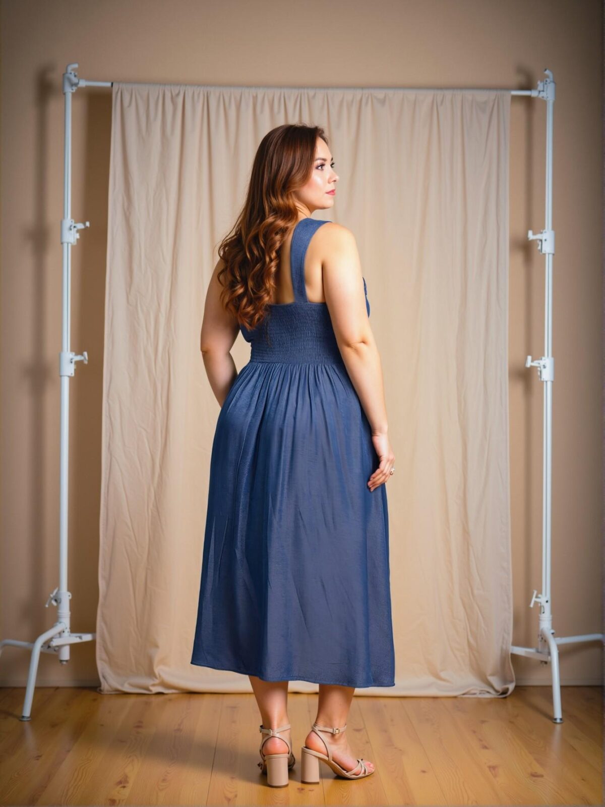 Elegant Blue Flared Maxi Dress with Spaghetti Straps and V-Neck for Summer Parties and Birthdays – A Chic, Classy, and Trendy Fashion Style to Dress to Impress - Image 2