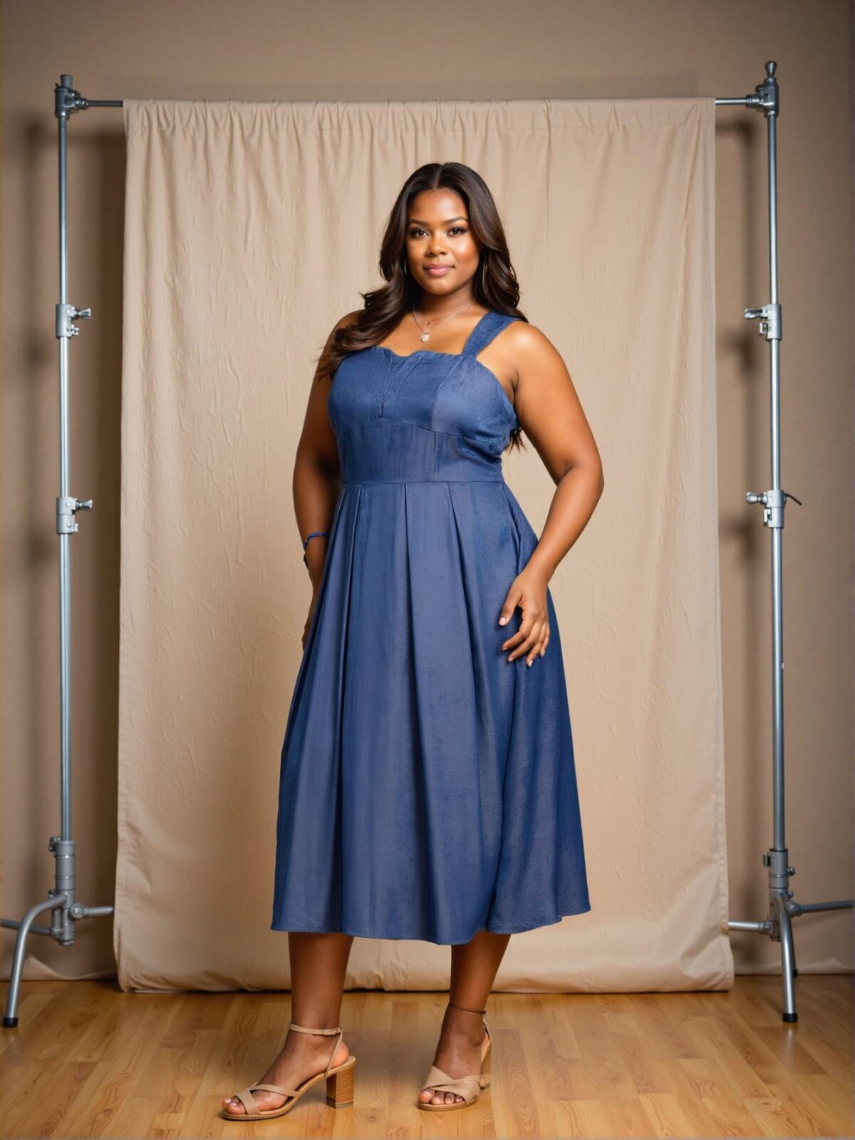 Elegant Blue Flared Maxi Dress with Spaghetti Straps and V-Neck for Summer Parties and Birthdays – A Chic, Classy, and Trendy Fashion Style to Dress to Impress - Image 3