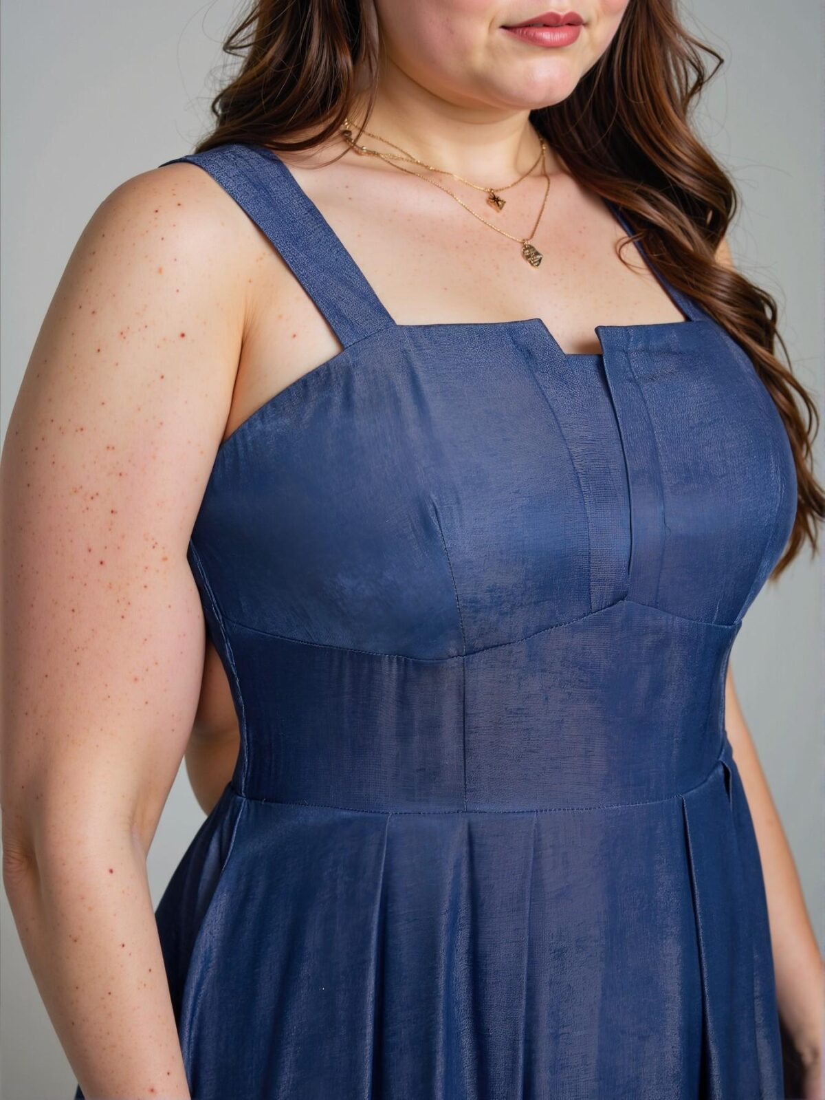 Elegant Blue Flared Maxi Dress with Spaghetti Straps and V-Neck for Summer Parties and Birthdays – A Chic, Classy, and Trendy Fashion Style to Dress to Impress - Image 4
