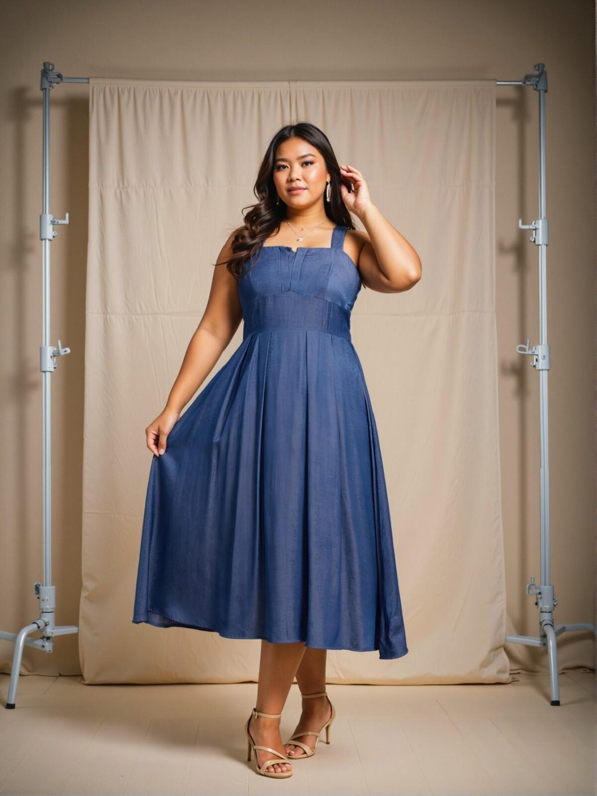 Elegant Blue Flared Maxi Dress with Spaghetti Straps and V-Neck for Summer Parties and Birthdays – A Chic, Classy, and Trendy Fashion Style to Dress to Impress - Image 5
