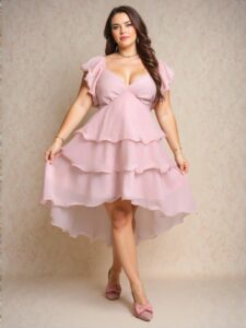 Elegant Pink Charming Ruffle Hem Tiered Princess Dress Chic, Classy and Trendy Fashion Style to Dress to Impress