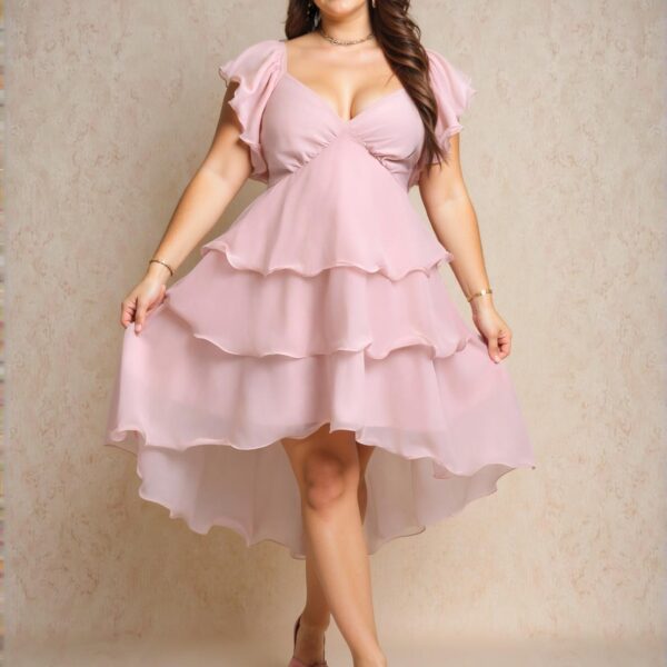 Elegant Pink Charming Ruffle Hem Tiered Princess Dress Chic, Classy and Trendy Fashion Style to Dress to Impress