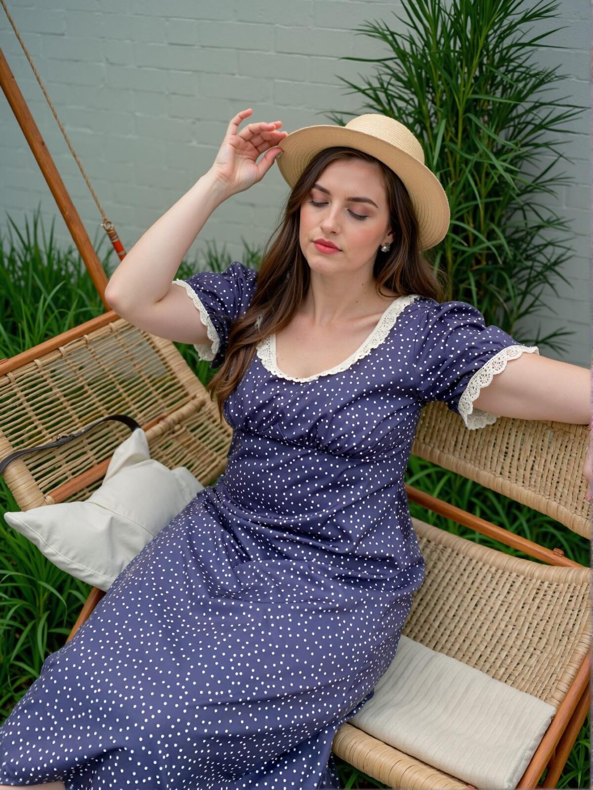 Elegant Navy Blue Chic Polka Dot Bodycon Dress with Contrast Lace Detailing for Confident Summer Style – Chic, Classy and Trendy Fashion Style to Dress to Impress - Image 4