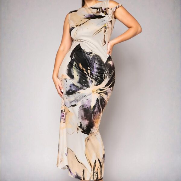 Elegant White Floral Print Twist Knot Dress Perfect for Romantic Dates, Parties, and Nights Out - Chic, Classy and Trendy Fashion Style to Dress to Impress