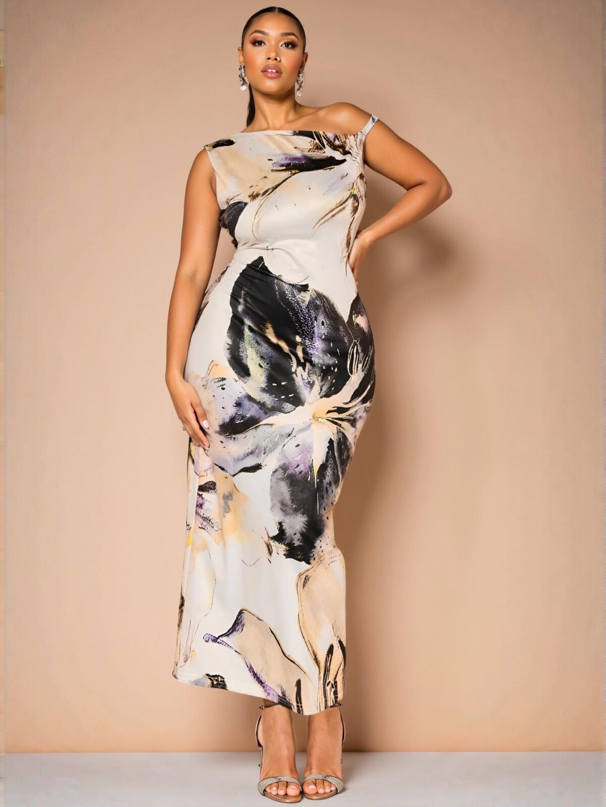 Elegant White Floral Print Twist Knot Dress Perfect for Romantic Dates, Parties, and Nights Out - Chic, Classy and Trendy Fashion Style to Dress to Impress - Image 3