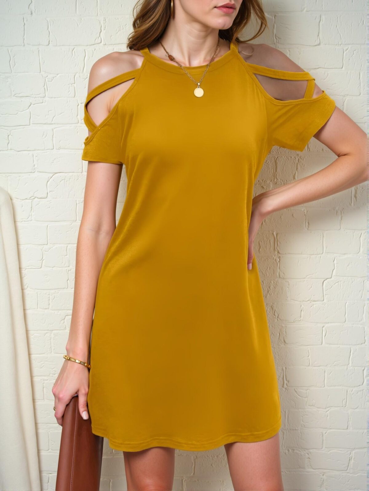 Elegant Yellow Stylish Open Shoulder Casual Dress for Spring and Summer Gatherings - Chic, Classy, and Trendy Fashion Style to Dress to Impress - Image 4