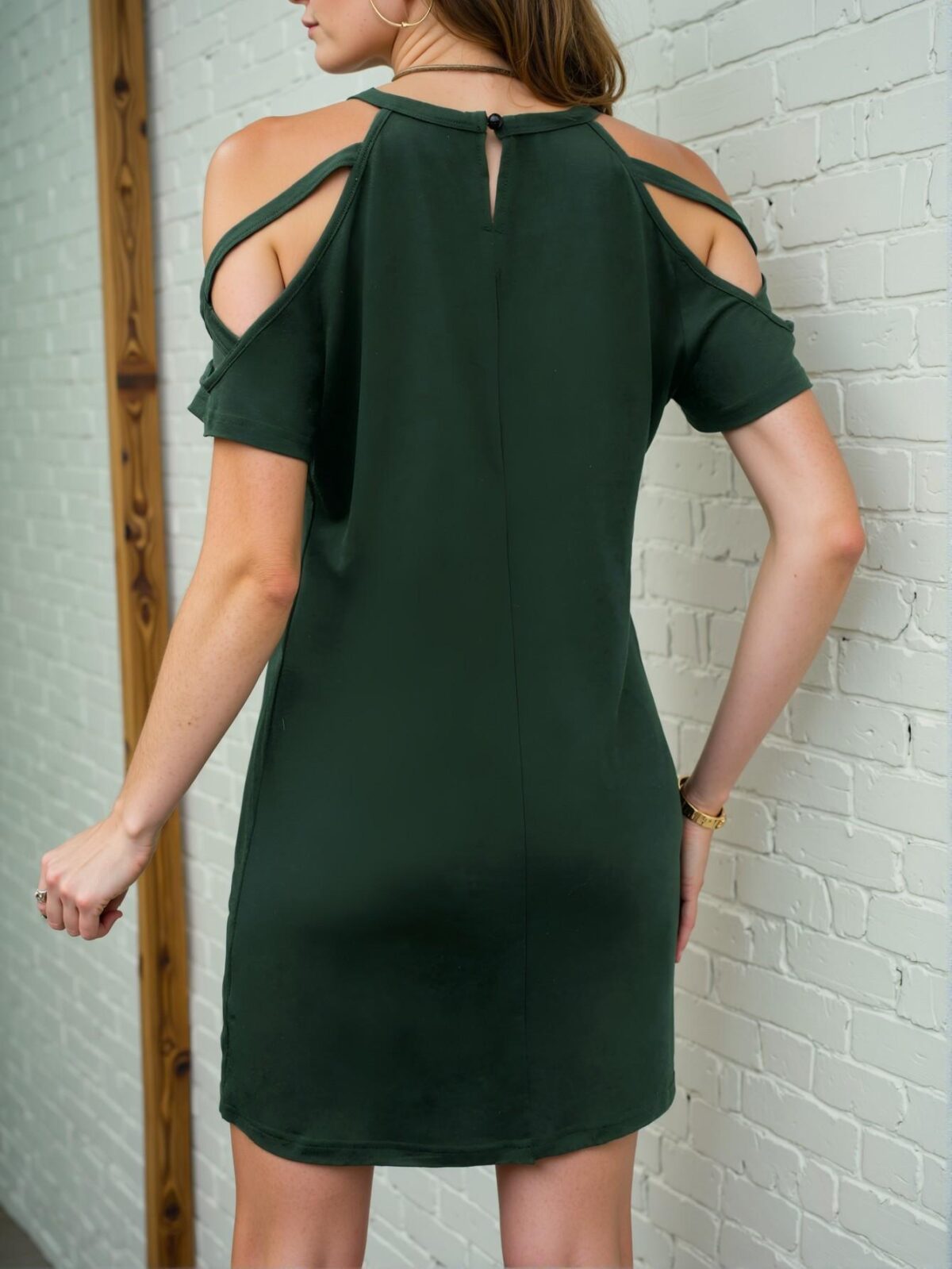 Elegant Dark Green Chic Hollow Out Casual Short Dress for Spring and Summer - Stylish, Classy, and Trendy Fashion to Dress to Impress - Image 2