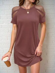 Elegant Dusty Pink Stylish Open Shoulder Casual Dress Perfect for Spring and Summer Gatherings Chic, Classy and Trendy Fashion Style to Dress to Impress