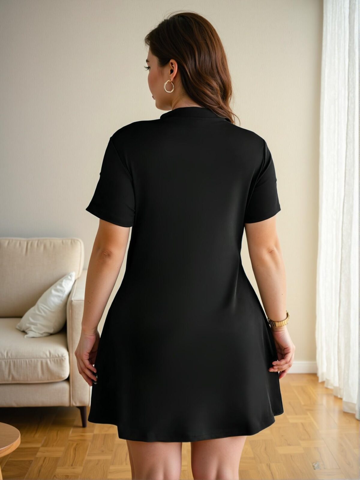 Elegant Black A-Line Dress with 3D Floral Print and Waist-Cinching Design, Perfect for Commuting and Everyday Wear - Chic, Classy and Trendy Fashion Style to Dress to Impress - Image 2