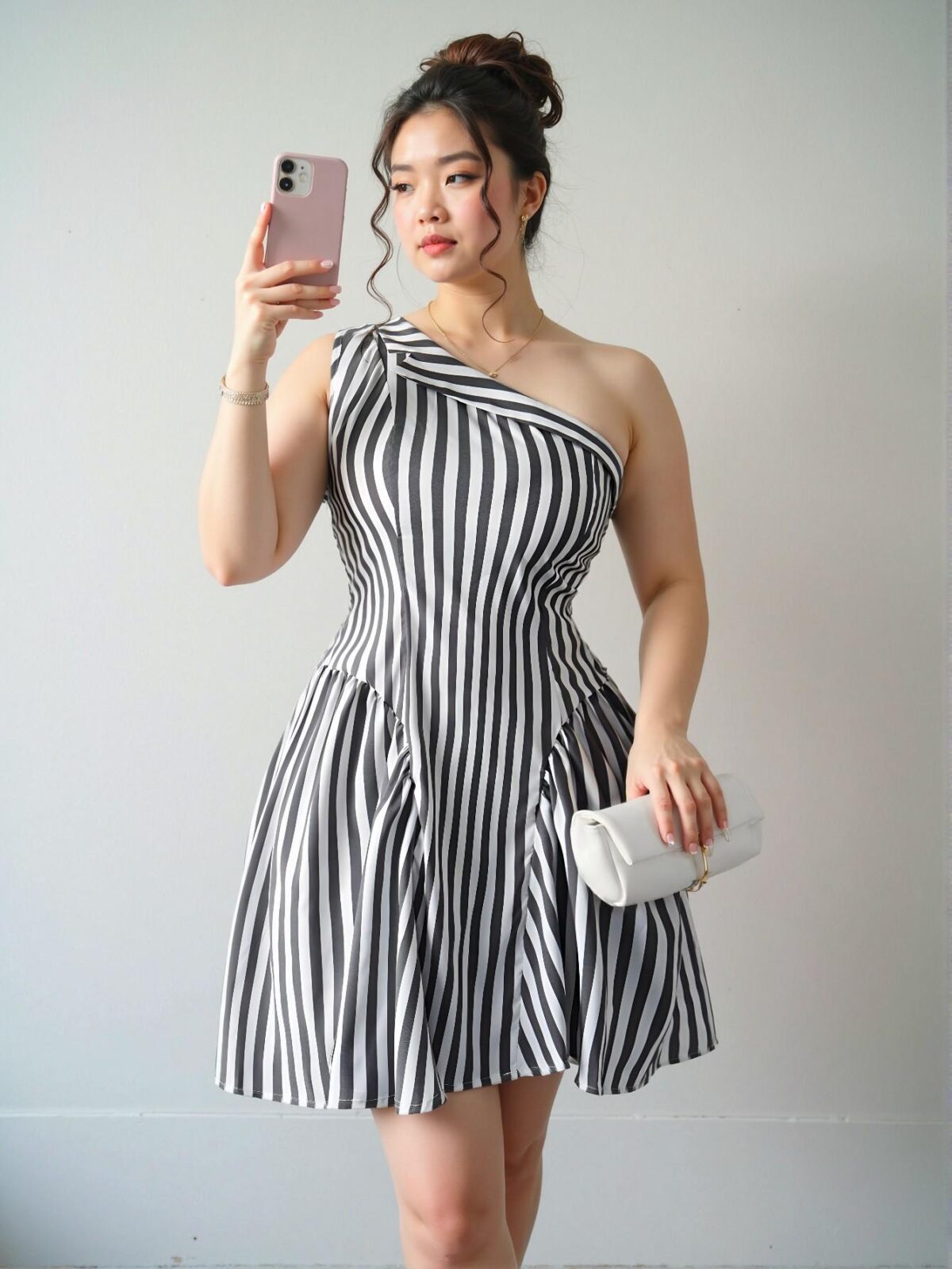 Elegant Multicolor Asymmetrical Striped Sleeveless Mini Dress - Chic, Classy and Trendy Fashion Style to Dress to Impress - Image 4