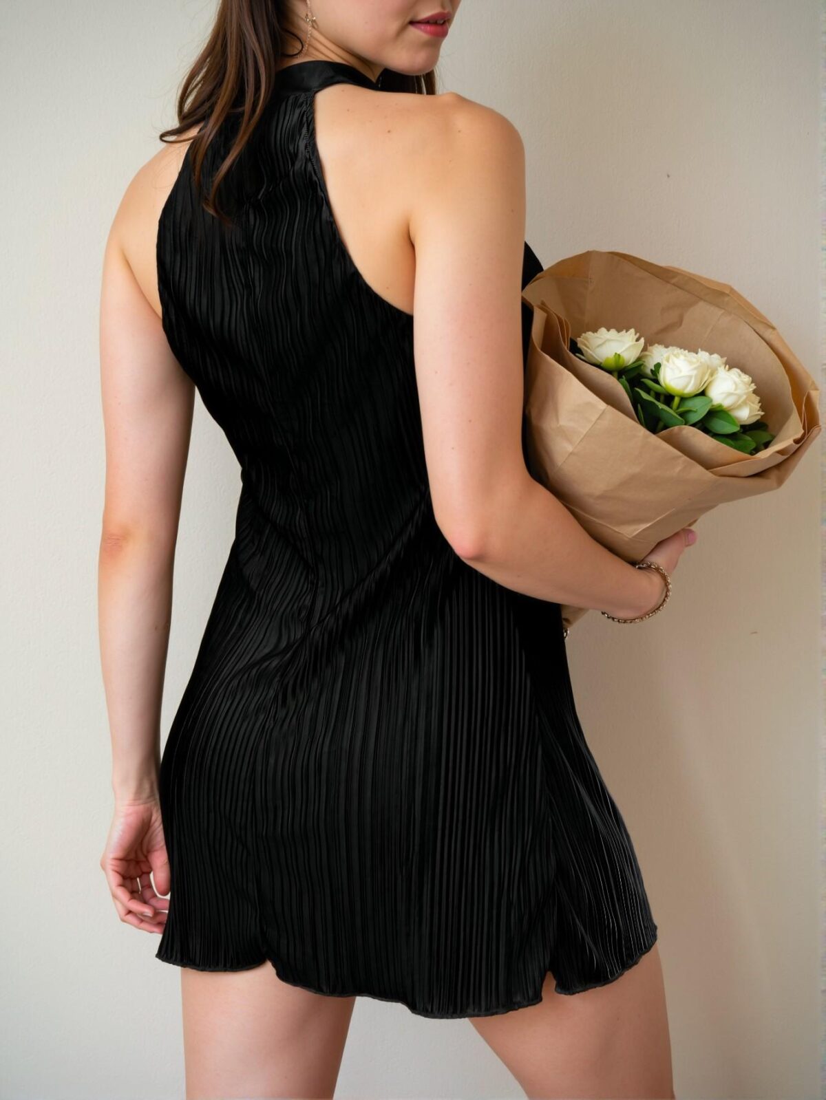 Elegant Black Stylish Textured Sleeveless Dress for Warm Weather Chic, Classy and Trendy Fashion Style to Dress to Impress - Image 2