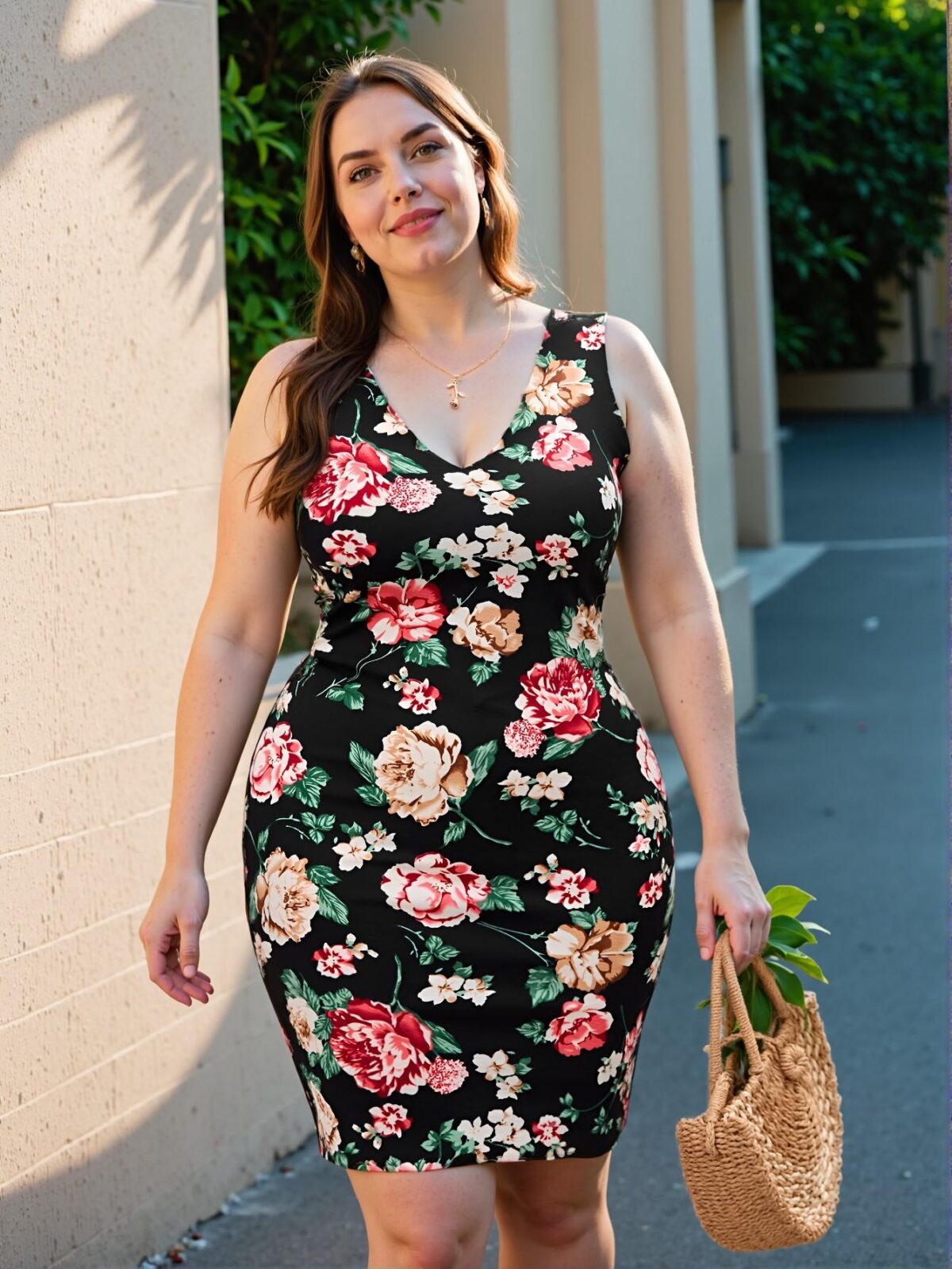 Elegant Multicolor Floral Scalloped Edge Bodycon Dress for Chic, Classy and Trendy Fashion Style to Dress to Impress