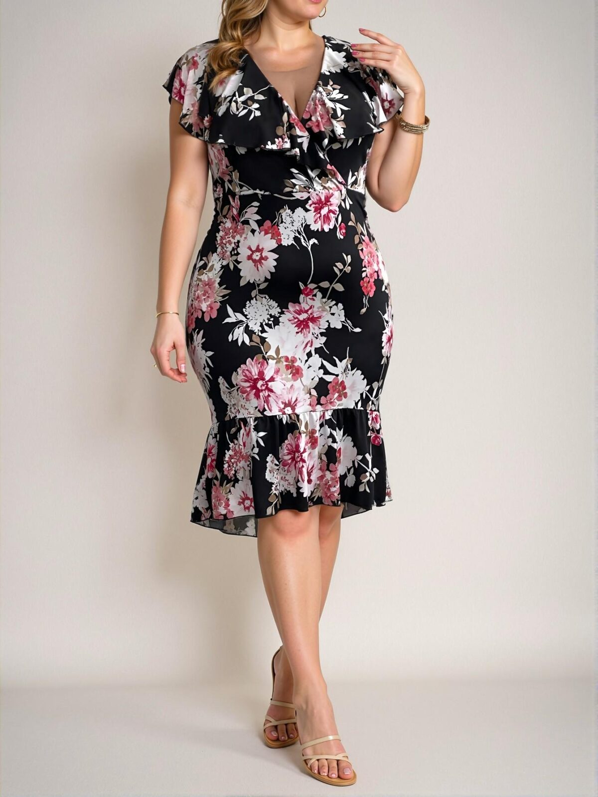 Elegant Black Floral A-Line Mermaid Hem Dress - Chic, Classy, and Trendy Fashion Style to Dress to Impress