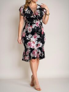 Elegant Black Floral A-Line Mermaid Hem Dress - Chic, Classy, and Trendy Fashion Style to Dress to Impress