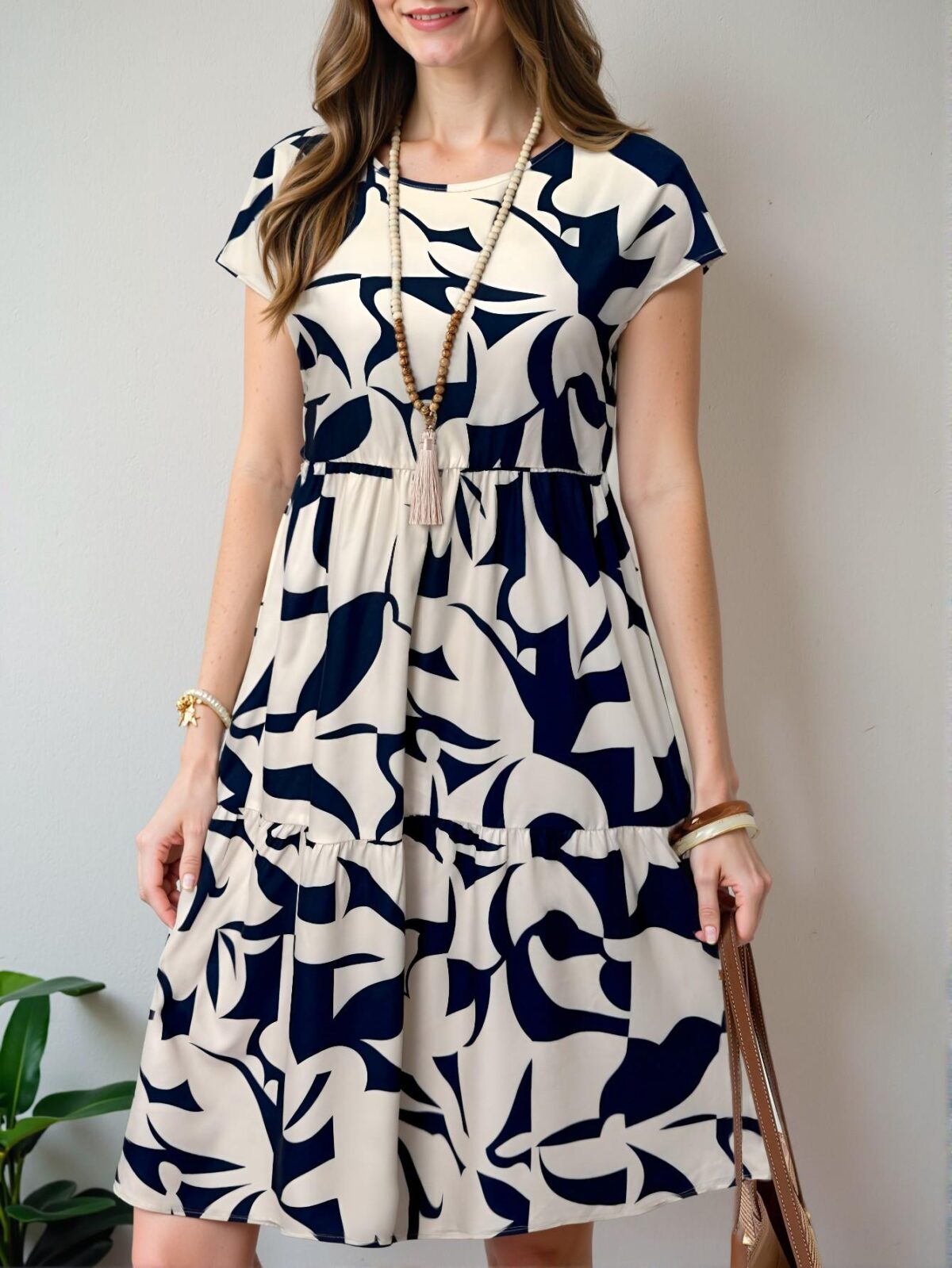 Elegant Multicolor Boho Geometric Print Mini Dress with Ruffle Hem for Spring and Summer - Chic, Classy and Trendy Fashion Style to Dress to Impress