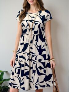 Elegant Multicolor Boho Geometric Print Mini Dress with Ruffle Hem for Spring and Summer - Chic, Classy and Trendy Fashion Style to Dress to Impress