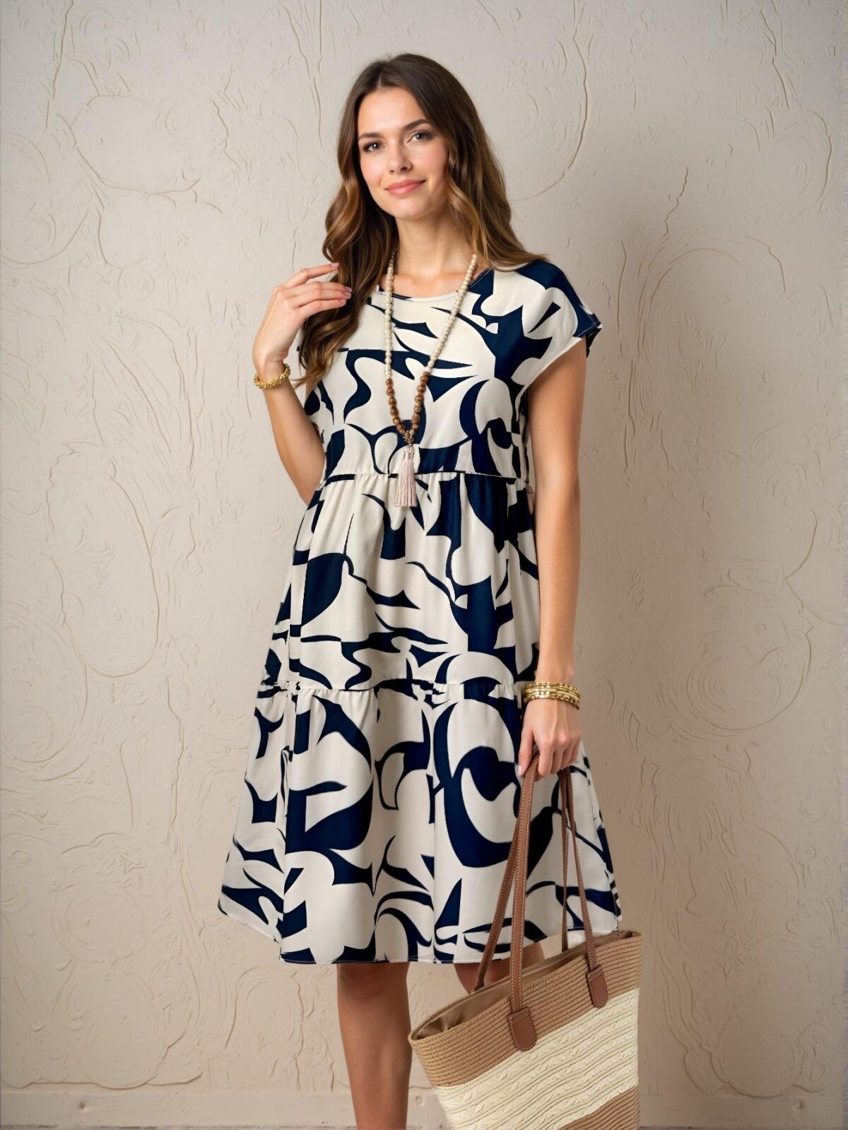 Elegant Multicolor Boho Geometric Print Mini Dress with Ruffle Hem for Spring and Summer - Chic, Classy and Trendy Fashion Style to Dress to Impress - Image 3