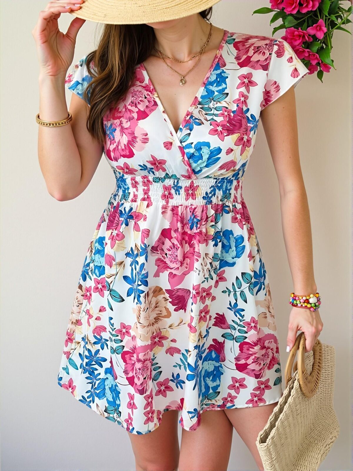 Chic Multicolor Floral Print Beach Dress for Plus Size Women - Effortlessly Stylish, Classy, and Trendy Fashion to Dress to Impress - Image 5