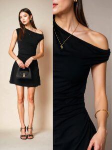 Elegant Black Asymmetrical Pencil Dress for Romantic Beach Gatherings and Formal Events - Chic, Classy and Trendy Fashion Style to Dress to Impress