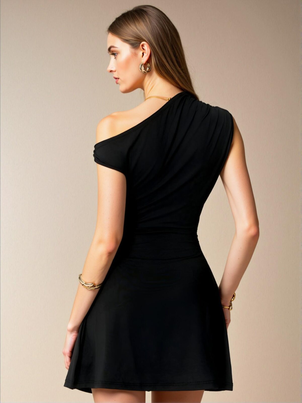 Elegant Black Asymmetrical Pencil Dress for Romantic Beach Gatherings and Formal Events - Chic, Classy and Trendy Fashion Style to Dress to Impress - Image 2