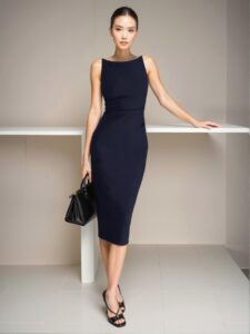 Elegant Navy Blue Bodycon Dress with Back Zipper and Chic Backless Design for a Stylish Night Out - Chic, Classy and Trendy Fashion Style to Dress to Impress