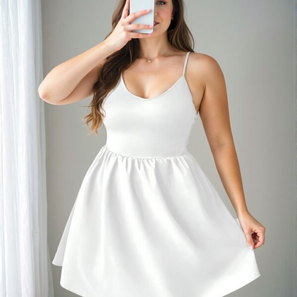 Elegant White Flowy Spaghetti Strap A-Line Graduation Dress - Chic, Classy and Trendy Fashion Style to Dress to Impress